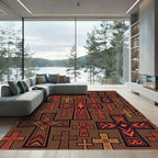 Earthy Spice Geometric Sacred Crosses Rug