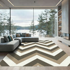 Earthy Neutral Chevron Stripes Rug