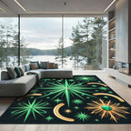 Celestial Emerald Starry Night Sky Rug
