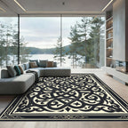 Dark Celtic Knotwork Scrollwork Ivory Rug