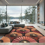 Art Deco Sunburst Fan Coral Rug