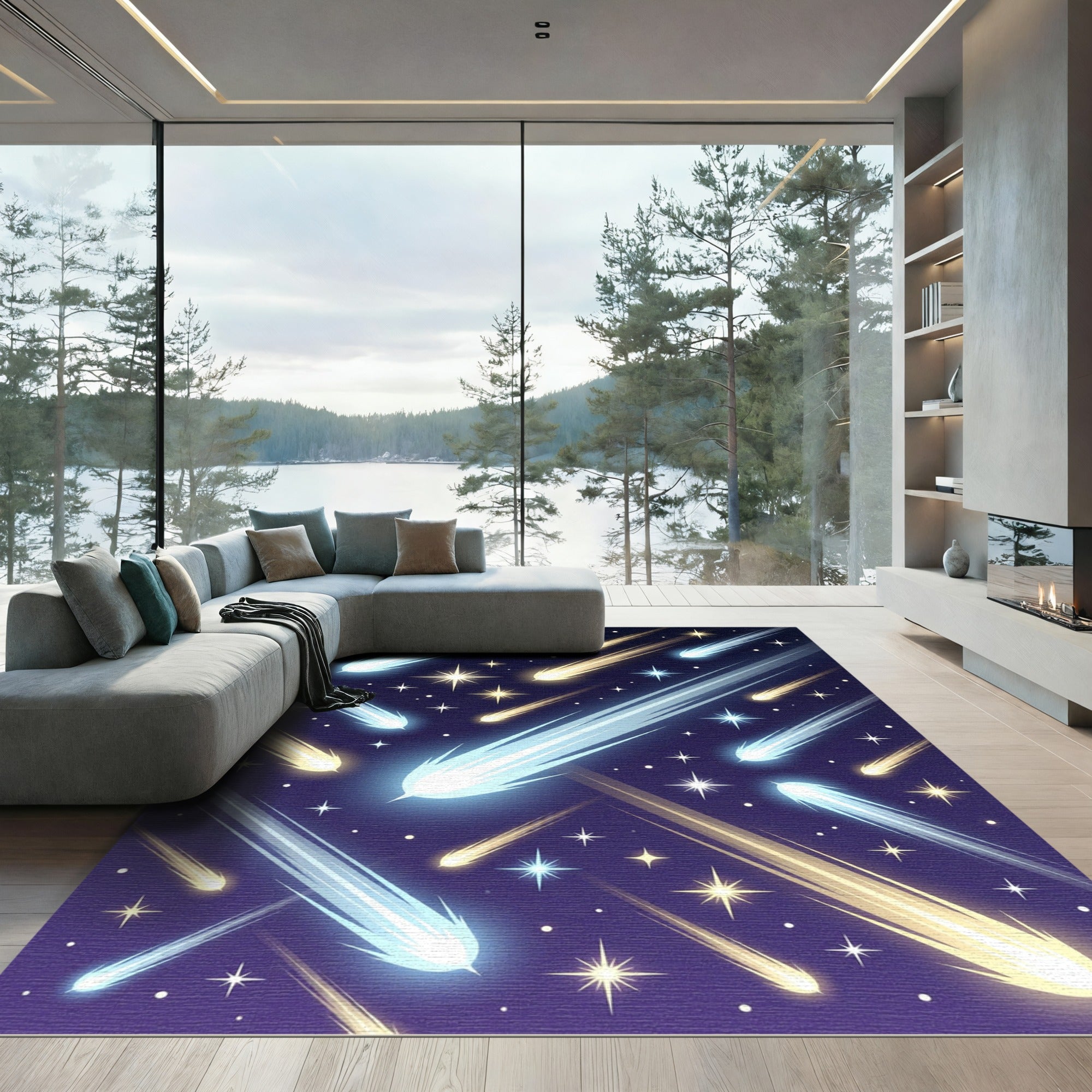 Cosmic Radiant Shooting Star Night Sky Rug
