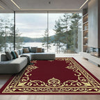 Regal Crimson Gold Baroque Border Rug