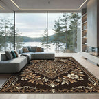 Ornate Chocolate Floral Diamond Damask Rug
