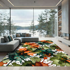 Vibrant Orange Green Splatter Splash Rug