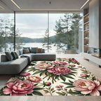 Pink Peony Blossom Garden Accent Rug