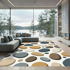 Modern Earthy Tone Pebble Stone Rug