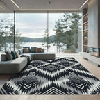 Monochrome Diamond Tribal Ikat Rug