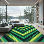 Green Diagonal Stripe Chevron Rug