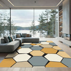 Earthy Geometric Hexagon Mosaic Rug