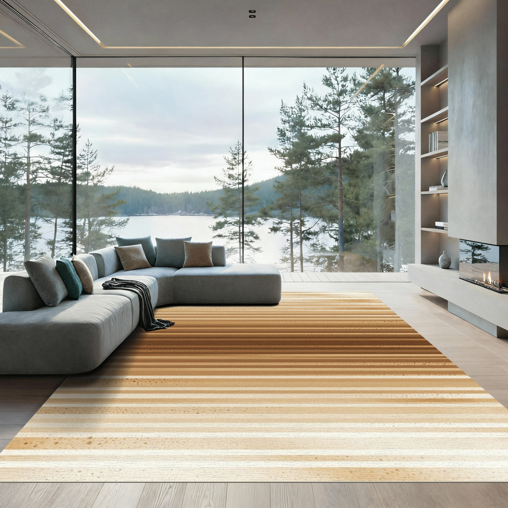 Minimalist Earth Tone Striped Area Rug