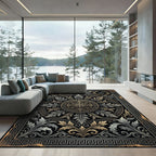 Neoclassical Gold and Silver Medallion Rug