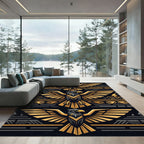 Golden Eagle Tribal Geometric Composition Rug