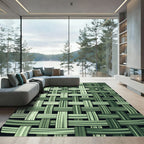 Green Woven Basket Weave Rug