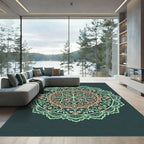 Sage and Peach Filigree Floral Mandala Rug