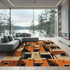 Terracotta Pueblo Architectural Collage Rug