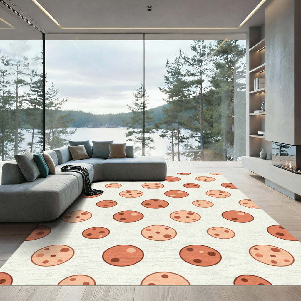 Minimalist Terracotta Polka Dot Sphere Rug