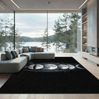 Lunar Phases White Swirls Night Sky Rug