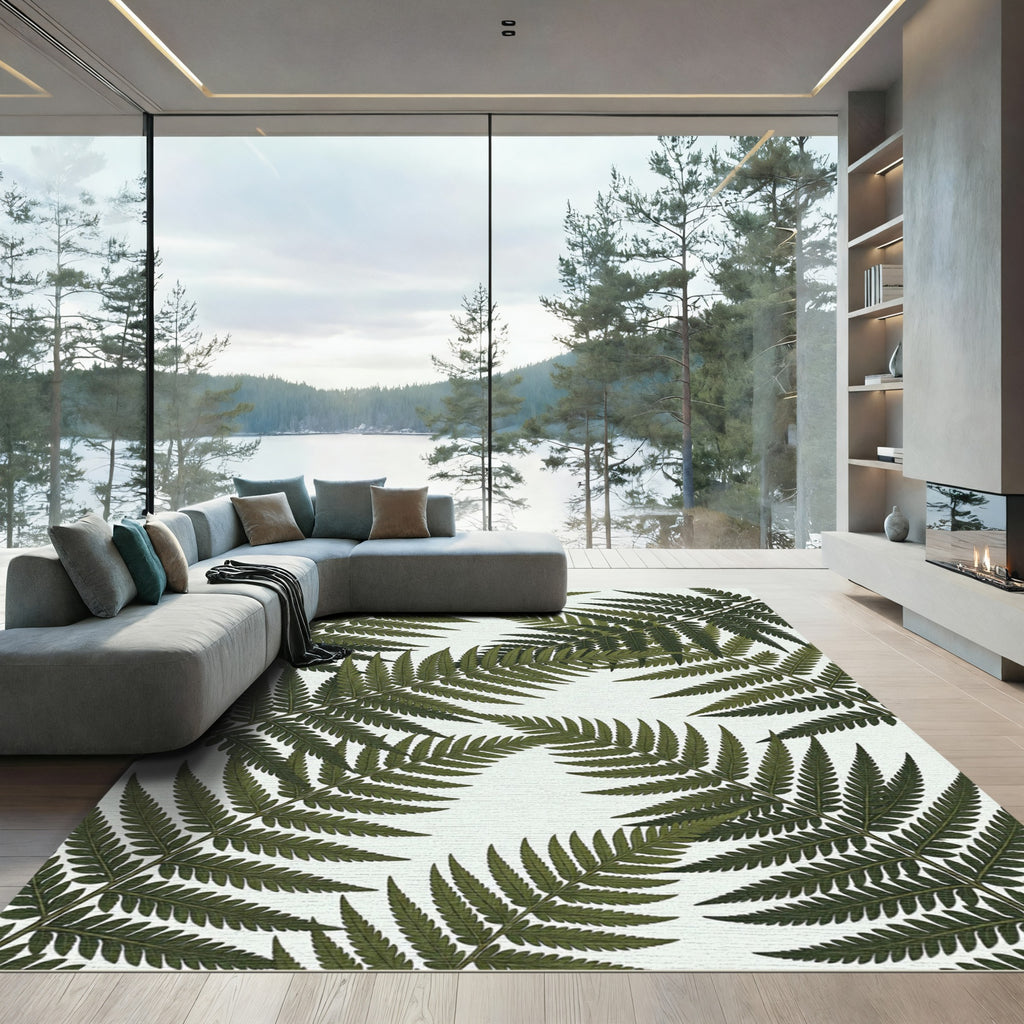 Lush Green Tropical Fern Frond Rug