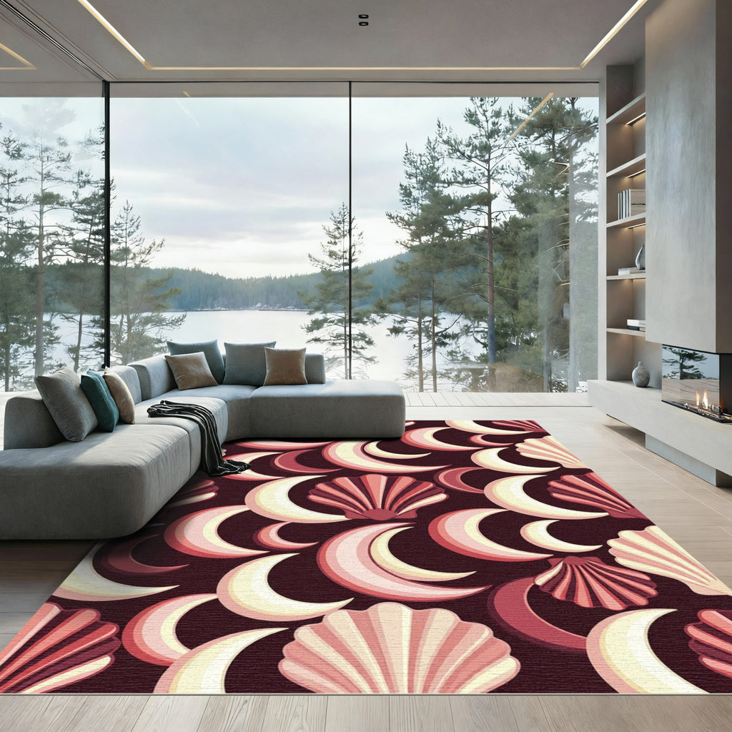 Celestial Shell and Crescent Moon Rug