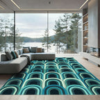 Teal Gradient Retro Arch Composition Rug