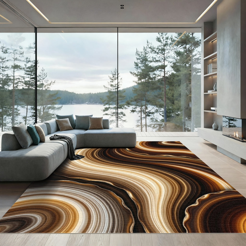 Rich Earthy Tones Agate Swirl Rug