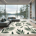 Elegant Sage Olive Branch Botanical Rug