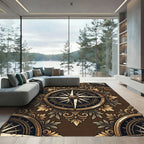Vintage Golden Compass Floral Medallion Rug