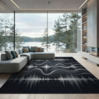 Silver Soundwave Abstract Lines Rug
