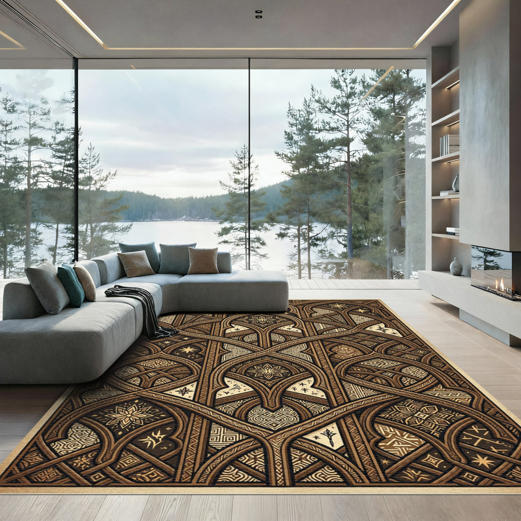 Gothic Bronze Archway Celestial Starry Accent Rug