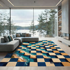 Abstract Coastal Tiled Ocean Shore Rug