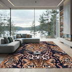 Majestic Leopard Face Animal Print Rug