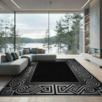 Silver Gray Geometric Interlocking Band Rug