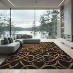 Elegant Bronze Clovers Interlocking Lattice Rug