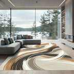 Earthy Abstract Brush Stroke Swirl Rug