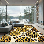 Cream and Gold Spotted Animal Rug