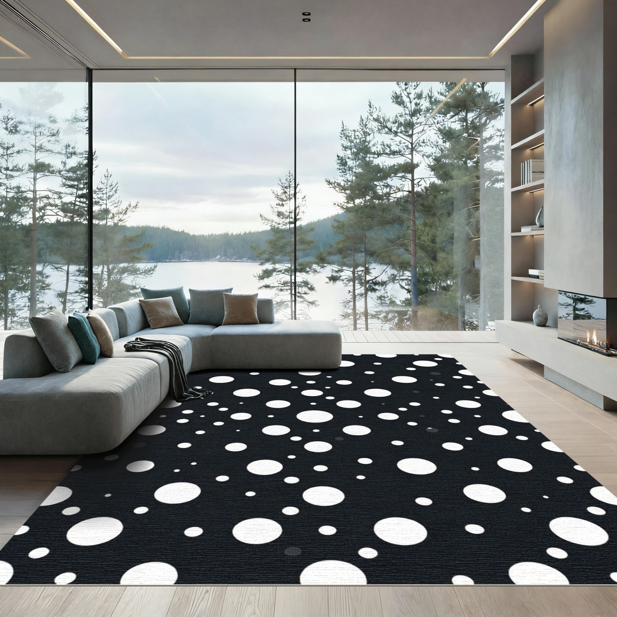 Minimalist White Dot Scatter Rug
