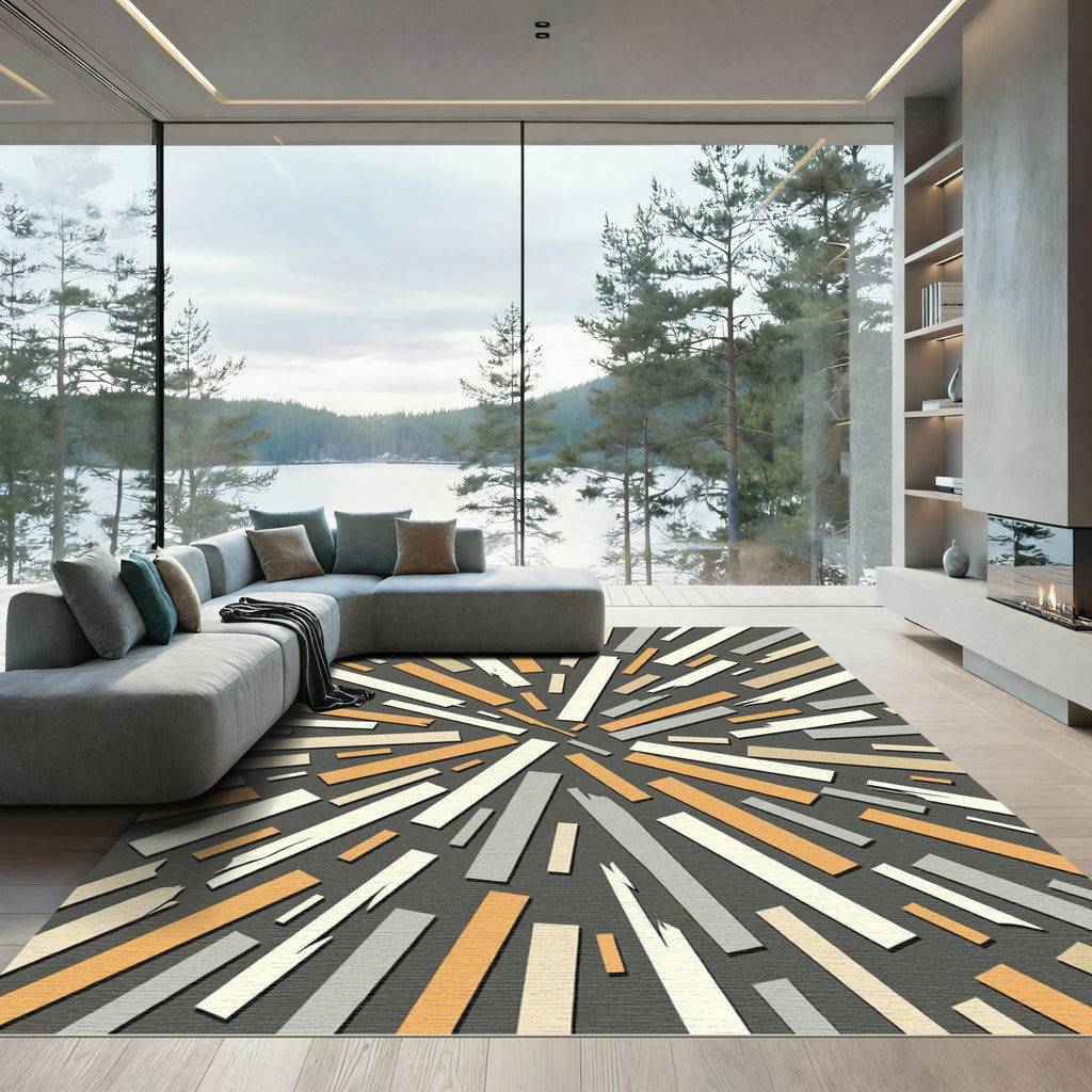 Exploding Wood Grain Abstract Rug