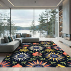 Dark Floral Botanical Pomegranate Art Rug