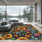 Radiant Golden Sunflower and Marigold Bouquet Rug
