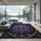 Royal Purple Gothic Rose Window Rug
