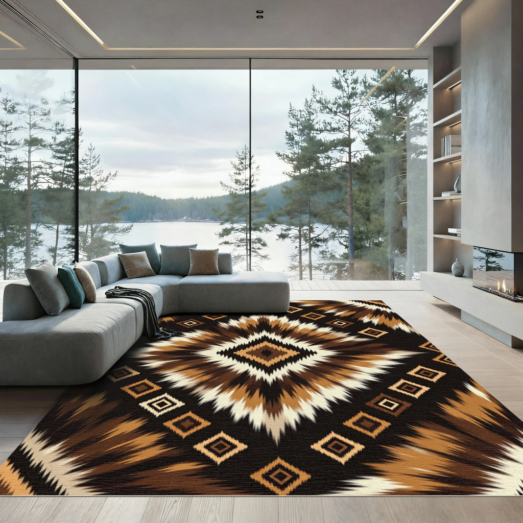 Earthy Diamond Sunburst Rug