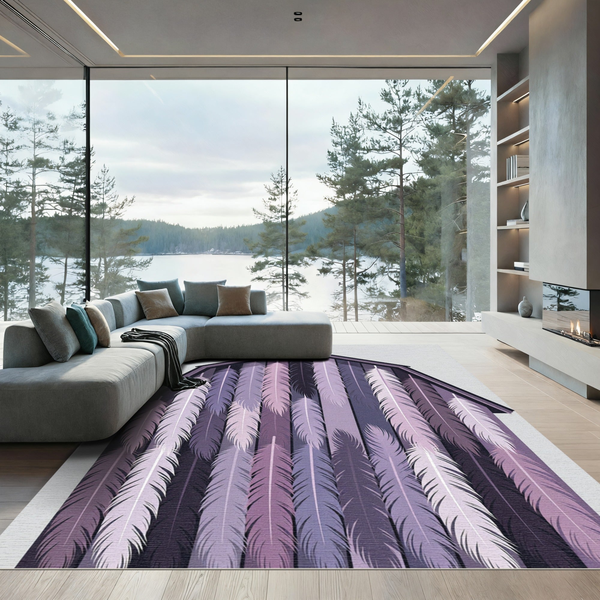 Lavender Feather Stripes Rug