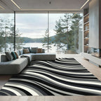 Monochrome Wavy Stripe Flow Rug
