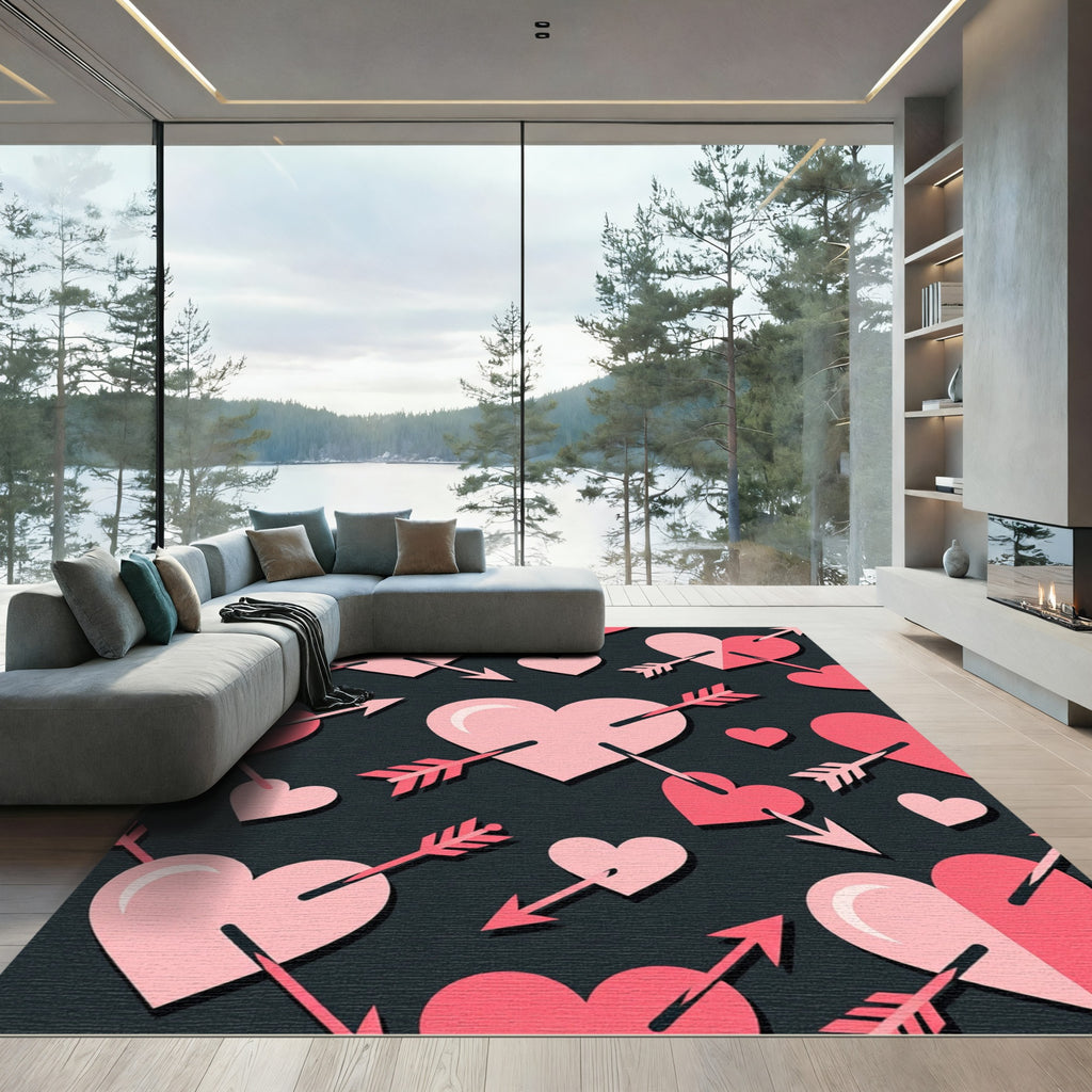 Pink Heart Arrows Seamless Composition Rug