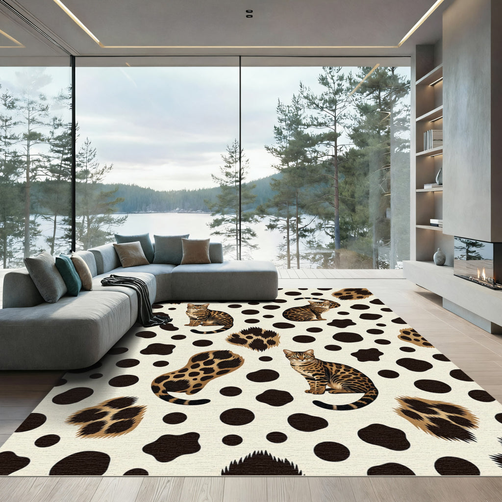 Brown Bengal Cats Animal Print Rug