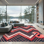 Vibrant Flamingo Geometric Zigzag Art Rug