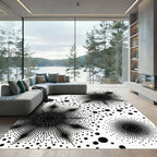 Bold Black Dot Burst Star Rug