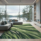 Lush Emerald Wheat Field Swirls Rug