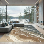 Abstract Coastal Sand And Wave Art Rug